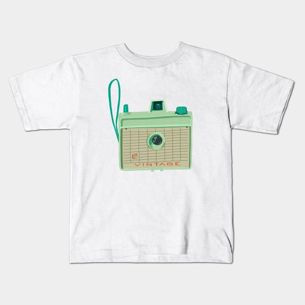 Mint Vintage Camera Kids T-Shirt by jenblove